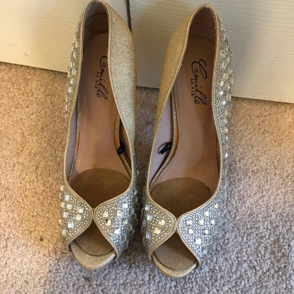 Peep toe heel platform GOLD